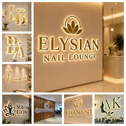 Custom Business Large 3D Led Letter Illuminated Sign Backlit Business Logo Signage Storefront Beauty Salon Sign Dropshipping