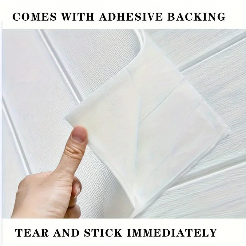 10pcs Wood Grain Wallpaper Panels Peel and Stick for Interior Wall Decor Self-Adhesive Foam Wall for TV Background Walls Bedroom