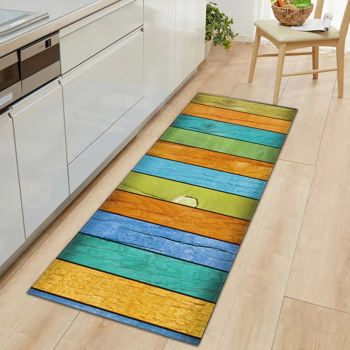 Wood Grain Kitchen Rug Bedroom Entrance Doormat Anti-Slip Living Room Floor Decor Carpet Home Bath Hallway Foot Mat Custom Made