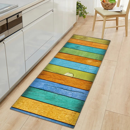 Wood Grain Kitchen Rug Bedroom Entrance Doormat Anti-Slip Living Room Floor Decor Carpet Home Bath Hallway Foot Mat Custom Made