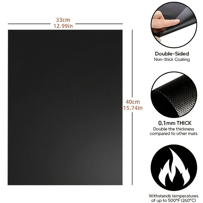 BBQ Grill Mat Non-stick Reusable Heat Resistant Extra Thick Pad Oven Liners Baking Mats Easy Clean Kitchen Outdoor Barbecue Tool
