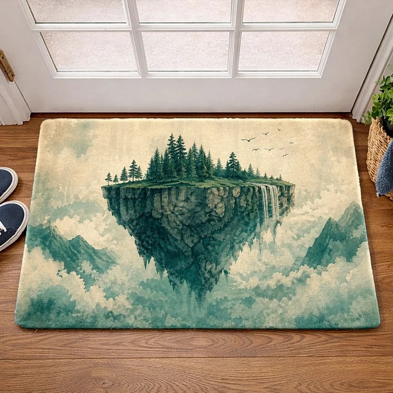Fantasy Nature Theme Area Rug Dramatic Cliff Detail Artistic Indoor Mat For Housewarming Gift Modern Home Decor Inspiration