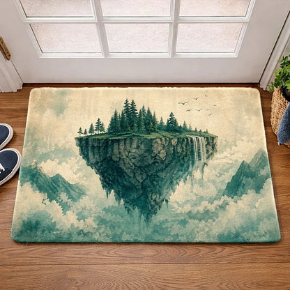 Fantasy Nature Theme Area Rug Dramatic Cliff Detail Artistic Indoor Mat For Housewarming Gift Modern Home Decor Inspiration