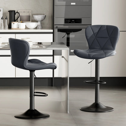 2 PCS Bar Stools, 360° Swivel Faux Leather Upholstery, Adjustable Counter Height, For Bars, Kitchens, Restaurants Furniture