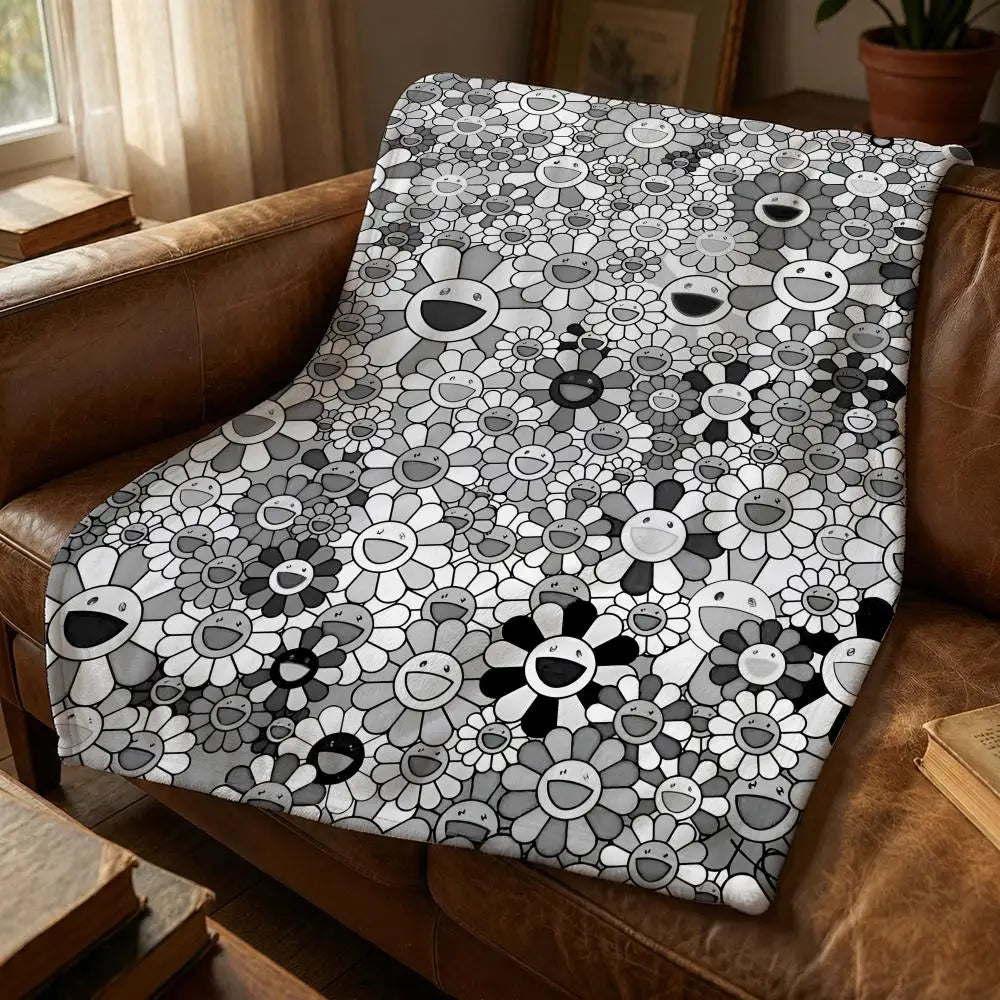 Artist T-Takashi M-Murakami Throw Soft Flannel Blanket for Bed Bedroom Sofa Picnic Throw Skin-friendly Breathable Gift Cover