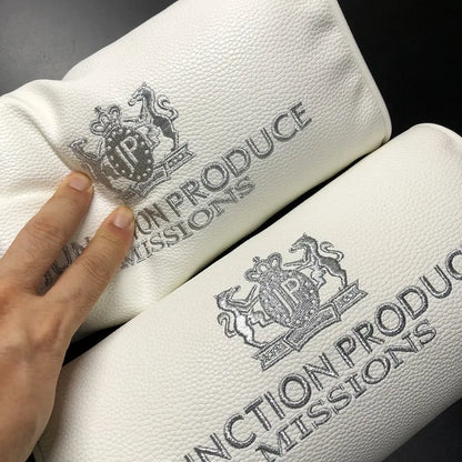 White Leather JP Junction Produce Vip Car Throw Pillows Cushion Backrest Headrest Neck Pillow Shoulder Pad For Auto Interior