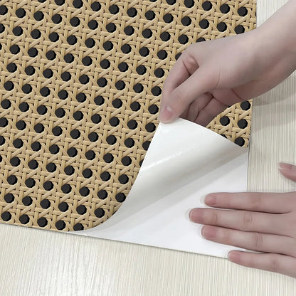 Classic 3D Rattan Wallpaper PVC Waterproof Wall Sticker Self-adhesive Removable Furniture Renovation Sticker