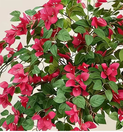 3/4/5FT Artificial Bougainvillea Tree with Silk Flowers and Green Foliage Faux Outdoor Indoor Flowering Plant for Home Office Living Room Bedroom Garden Pool Decor