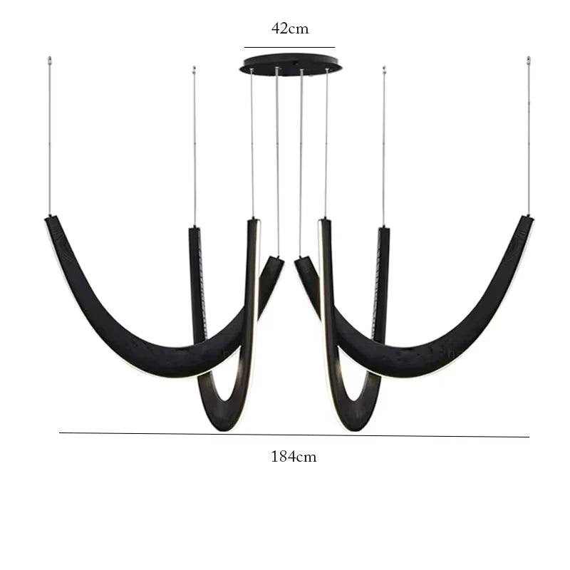 Modern U-shaped Wooden LED Pendant Lights Indoor Hanging Lamp Living Sitting Room Lobby Kitchen Island Dining Living Room Office