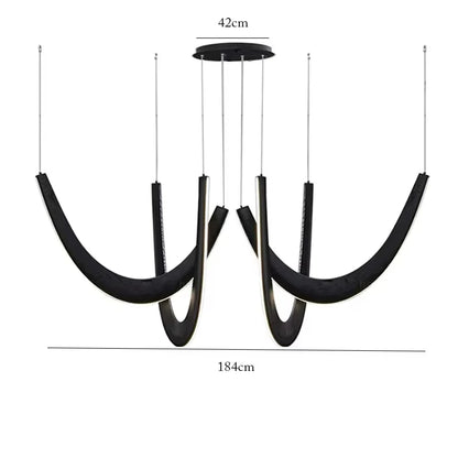 Modern U-shaped Wooden LED Pendant Lights Indoor Hanging Lamp Living Sitting Room Lobby Kitchen Island Dining Living Room Office