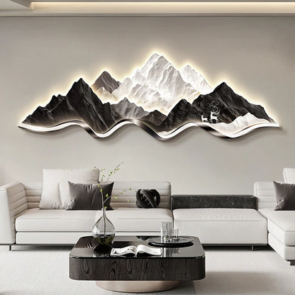 Light Luxury Living Room Painting New Led Light Mural Room Decoration Wall Lamp Living Room Home Interior Art Mural Accessories