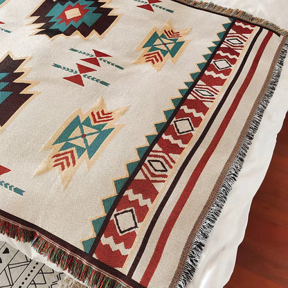 Multi purpose Bohemian themed throw blanket for home decoration and outdoor activities, grid blanket&throw sofa bed sheets, sofa