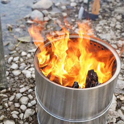Stainless Steel Round Split Wood Stove Home Yard Bonfire BBQ Stove Winter Camping Heating Stove Fire Pit