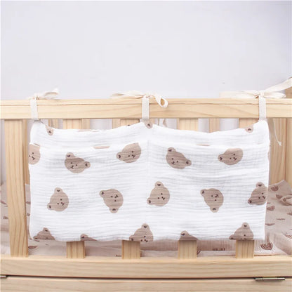 Baby Crib Organizer Cot Caddy Bed Storage Bag 2 Pockets Bedside Hanging Diaper Nursery Toys Bag Diapers Stroller Organize