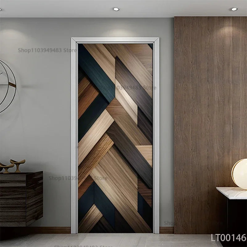 Wood Texture Series Waterproof Self-Adhesive Wallpaper Art Mural Stickers for Decor Door Cabinet Closet Ornamental Stickers