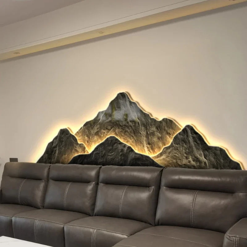 Modern Living Room Background Wall Lamp Mountains Full Moon Sconce Arts Prints Posters Lighting Bedside Mural Lamp Home Decor