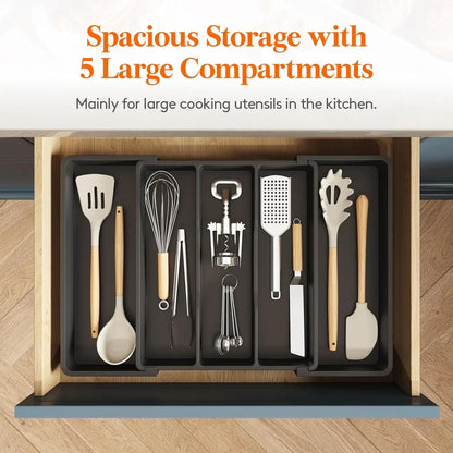 Kitchen Silverware Drawer Organizer Expandable Utensil Tray Adjustable for Spoons Forks Knives Flatware and Cutlery Organizer