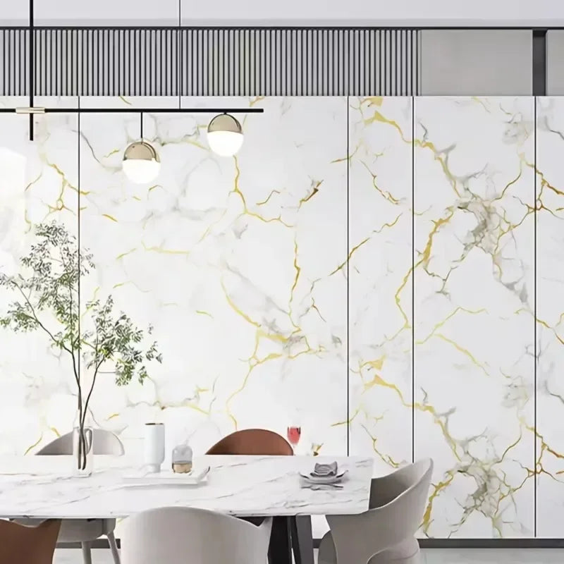 Peel and Stick Marble Effect Wallpaper Waterproof Gilded Material for Home Interior Upgrade and Kitchen TV Wall Decoration