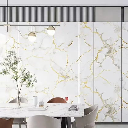 Peel and Stick Marble Effect Wallpaper Waterproof Gilded Material for Home Interior Upgrade and Kitchen TV Wall Decoration