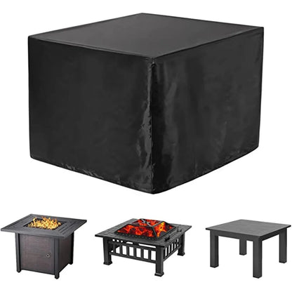 Waterproof Square Fire Pit Cover with Drawstring Closure - Durable 210T Polyester - For Outdoor BBQs, Camping & Picnics