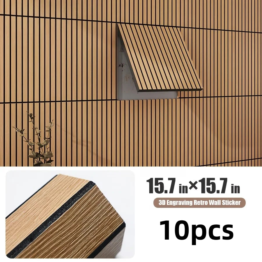 10pcs 40x40cm 3D Stripe Grid Panels，Removable Peel and Stick Wallpaper, Realistic Texture，for Furniture Makeover,Home & Office D