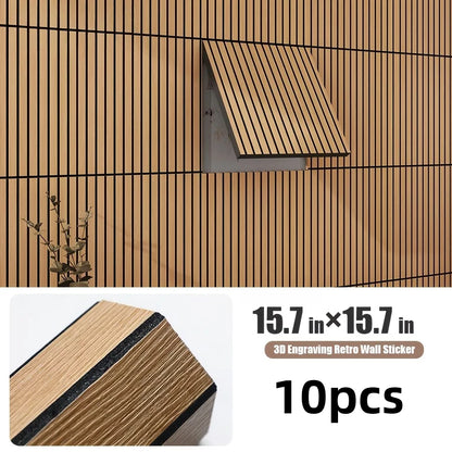 10pcs 40x40cm 3D Stripe Grid Panels，Removable Peel and Stick Wallpaper, Realistic Texture，for Furniture Makeover,Home & Office D