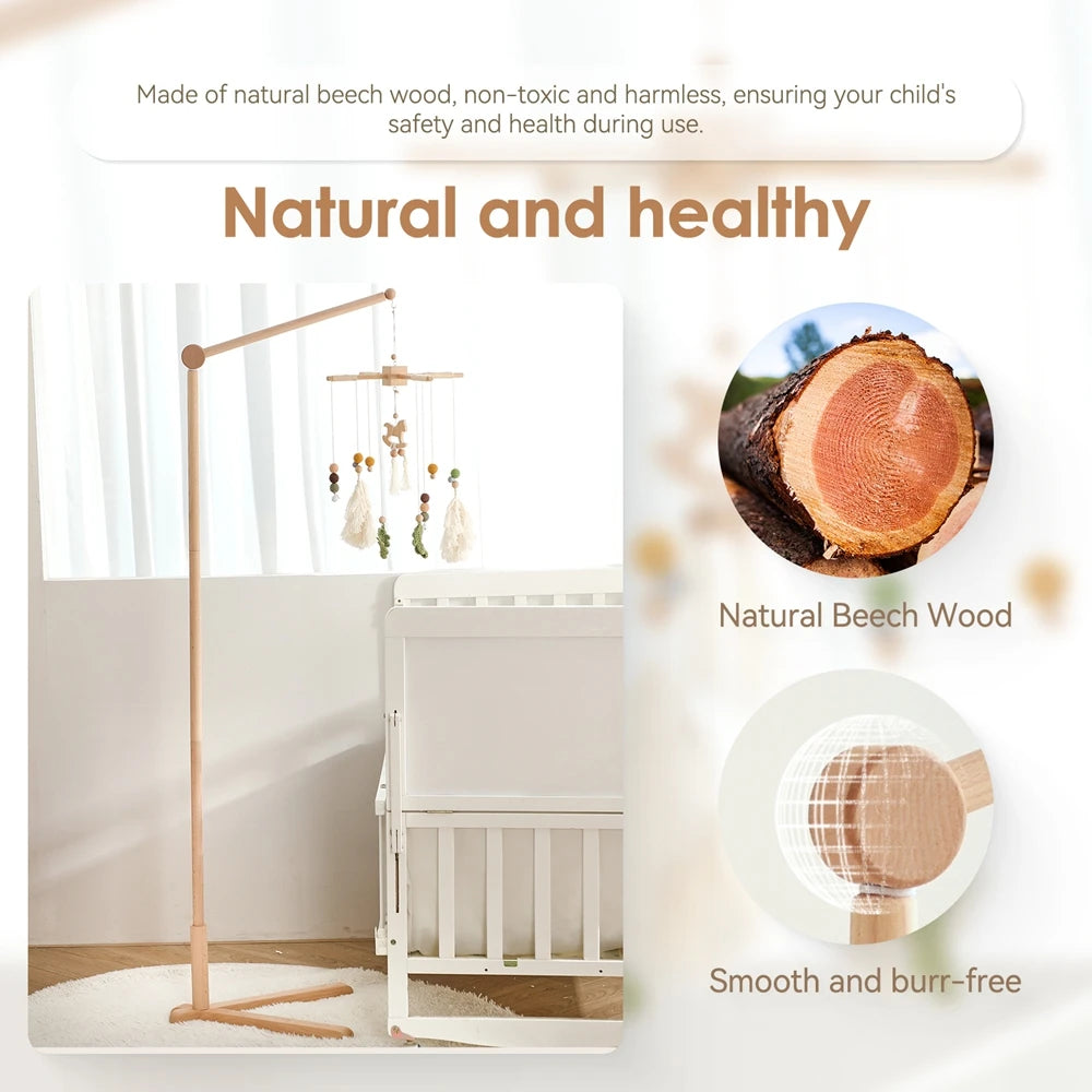 Baby Rattle Toy 0-12 Months Toys Wooden Mobile Bed Bell Floor Stand Bracket Newborn Bed Bell Hanging Holder Bracket Infant Crib
