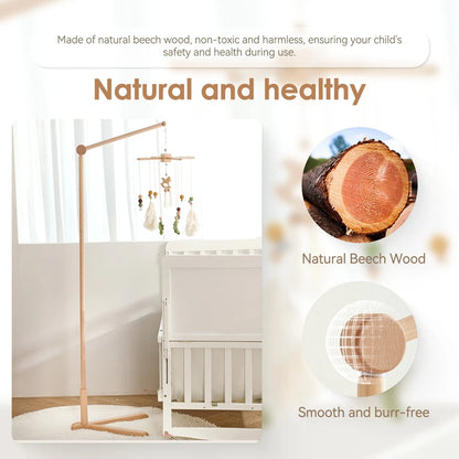 Baby Rattle Toy 0-12 Months Toys Wooden Mobile Bed Bell Floor Stand Bracket Newborn Bed Bell Hanging Holder Bracket Infant Crib