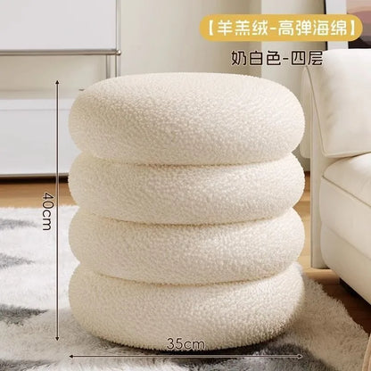 Living room small stool lamb wool bench household round stool Internet celebrity children sofa stool low stool simple pier shoe