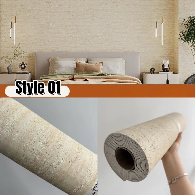 Soft Imitate Roman Travertine Slate Wallpapers 3D Textured Thickening Wall Panel Scalable Flexible Self-adhesive  Wall Stickers