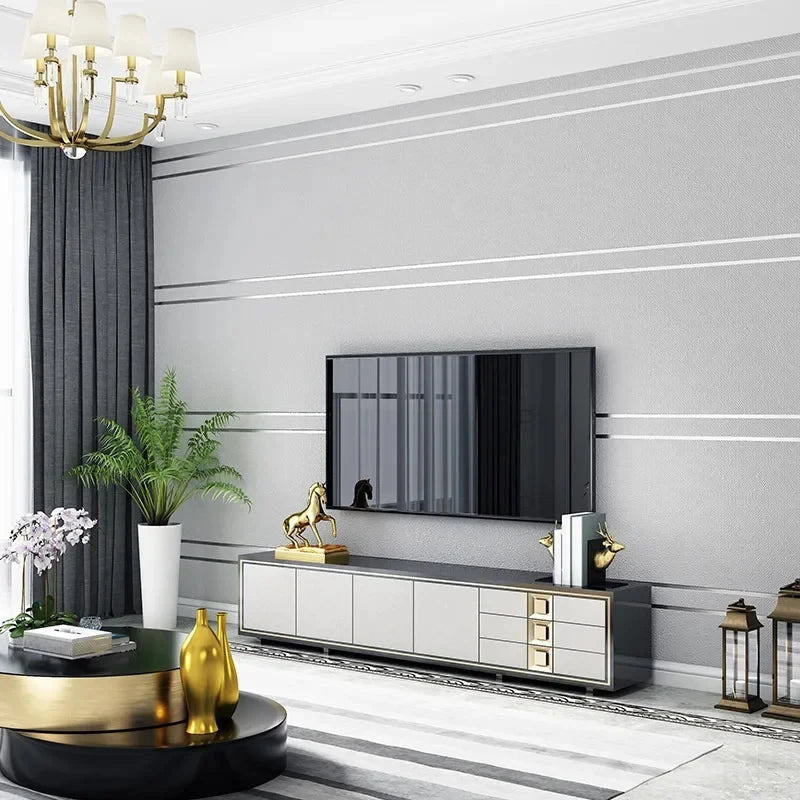 3D Wallpaper Modern Simple Striped Pattern Living Room Tv Background Home Decor Non-woven Fabric Non Self Adhesive Wall Sticker