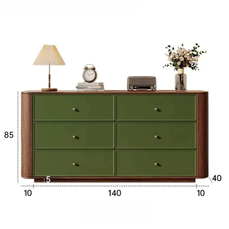 Vintage Rustic Cabinet Green Wooden French Small Apartment Cabinet 6 Drawers Storage Armoire De Rangement Home Accessories