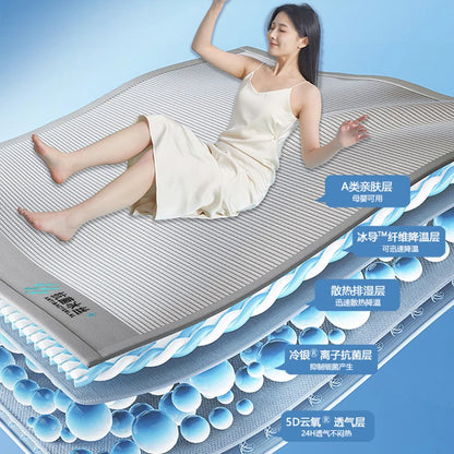 Luxury Summer Ice Silk Mat Bed Sheet Machine Washable High-Performance Mats Cool-Feeling Soft Mattress Ideal Summer Bed Linens