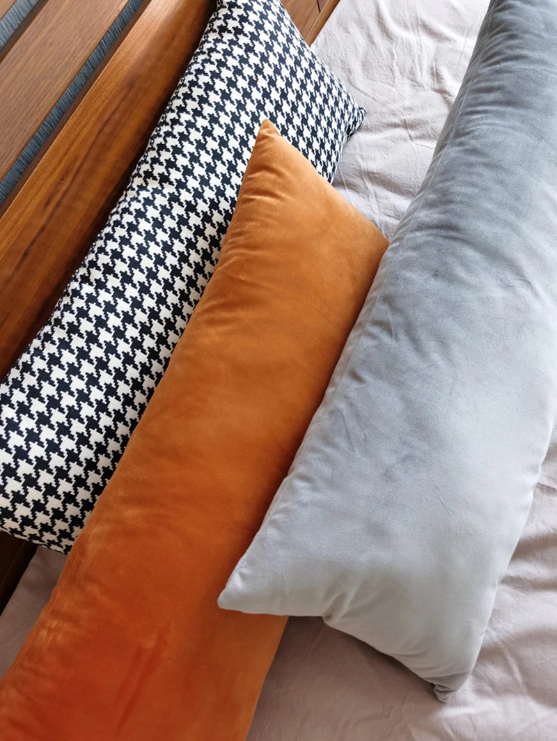 Rectangular Decorative Throw Pillow Cover 30*70cm/35*90cm Solid Color  Velvet Waist Pillowcase Bedside Cushion Cover of Bedroom