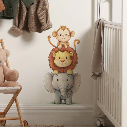 Forest Animals Rainbow Wall Stickers for Kids Rooms Children Boys Girls Baby Room Decoration Nursery Wallpaper Giraffe Elephant