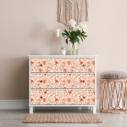 2m/3m Self Adhesive Wallpaper Rural Flowers Retro Plants Background Wall Paper Bedroom Entrance Renovation Wall Sticker