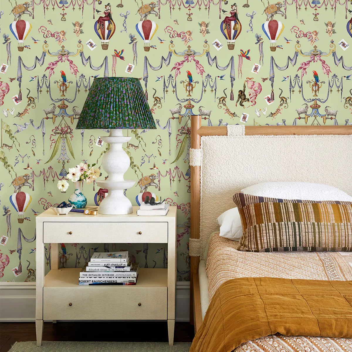 Traditional Circus Style Wallpaper Home Bedroom Waterproof Oil Resistant Art Wallpaper Chic Peel And Stick Cabinet Stickers