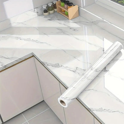 Marble Pattern Wallpaper, Self Adhesive Wall Sticker, Waterproof & Oil-proof Wall Decal, Wall Decor for Home Kitchen Living Room