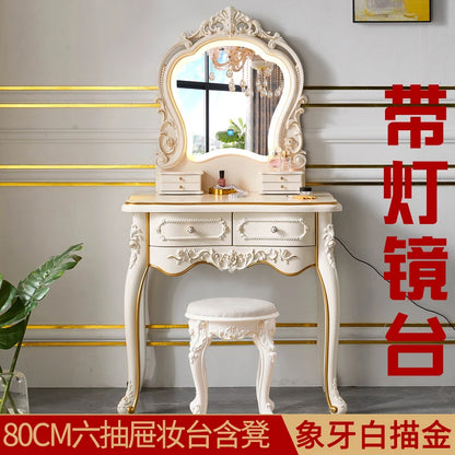 Trendy Unique Nordic Vanity Table Vintage Luxury Drawer Design Vanity Table Makeup Elegant Scrivania Makeup Bedroom Furniture