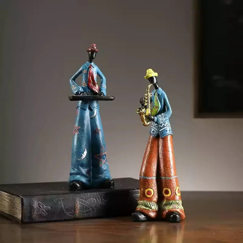 Cute Cartoon Retro Bookshelf Band Characters Figurines - Home Decorative Toys Creative Fashionable Living Room Decor Gifts