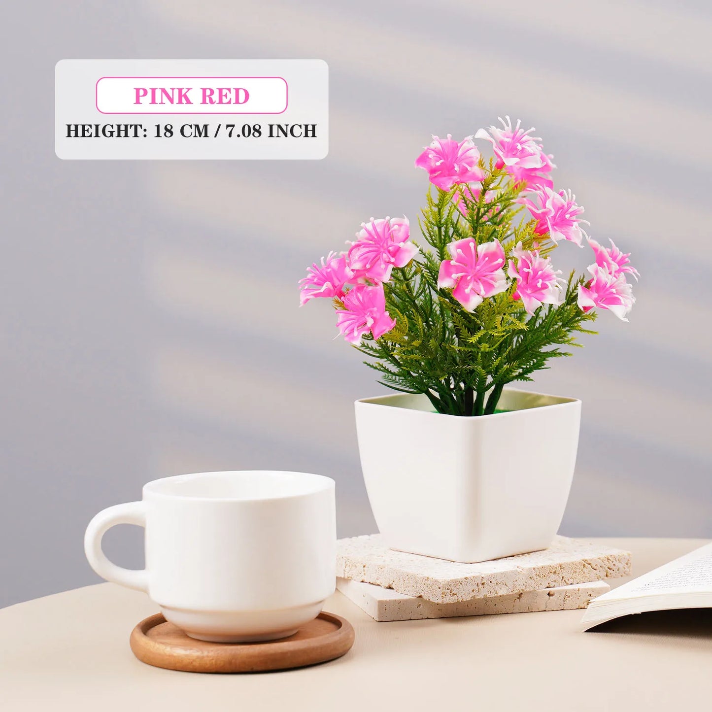 Artificial Bonsai Green Fake Small Cherry Blossom Potted Plant For Outdoor Indoor Home Bedroom Garden Decoration supplies