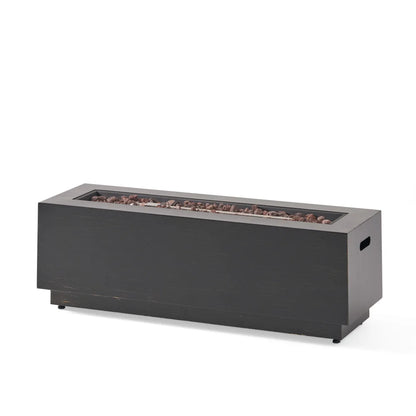 40" Outdoor Rectangular Iron Propane Fire Pit, Dark Grey (Tank Cover not Included)