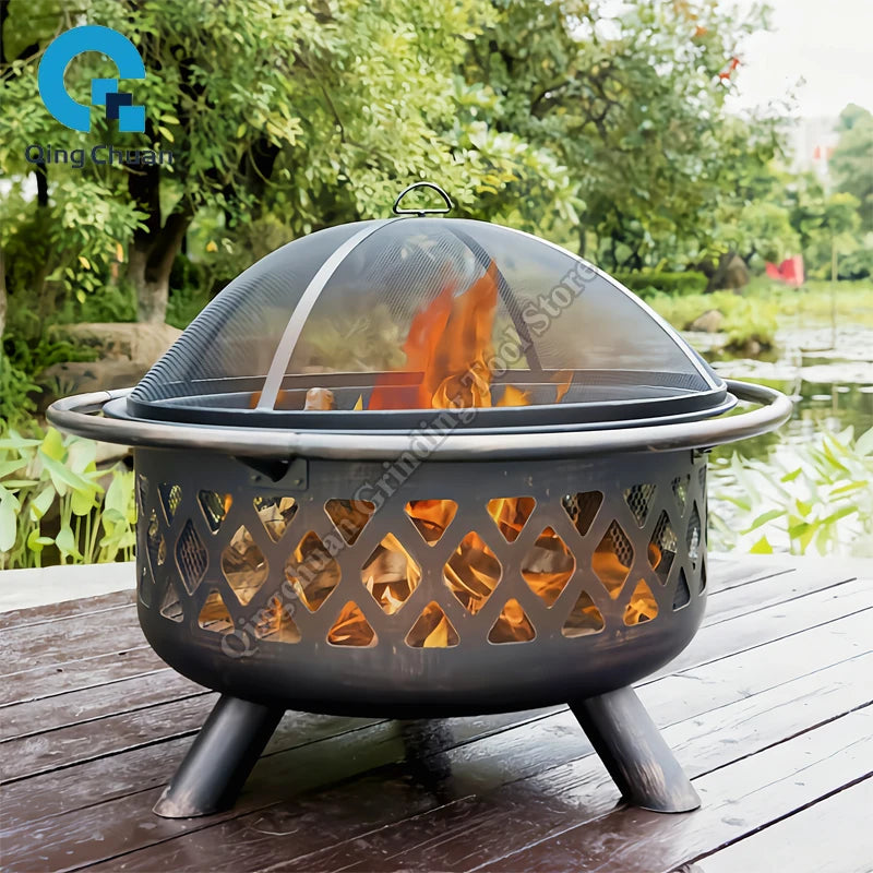 Fire Pit Outdoor Camping BBQ Grilling Winter Heating Stove Outdoor Charcoal Heating Brazier Fire Pit Wood Burner