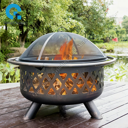 Fire Pit Outdoor Camping BBQ Grilling Winter Heating Stove Outdoor Charcoal Heating Brazier Fire Pit Wood Burner
