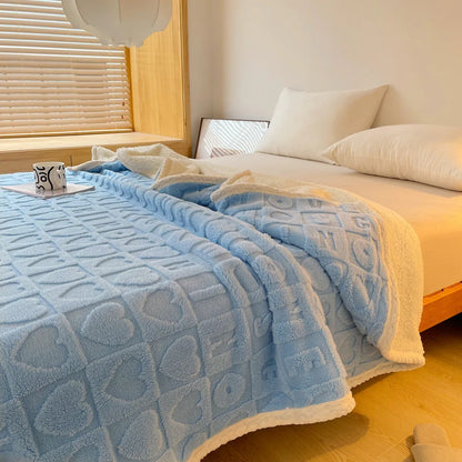 Home Thick Bed Blanket Double Sided Lamb Cashmere Fleece Plaid Blankets Winter Warm Throw Sofa Cover Newborn Wrap Kids Bedspread