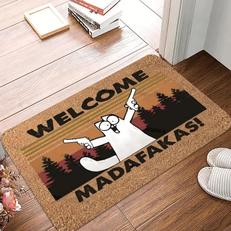 MADAFAKAS Carpet Pattern Mat Outdoor Non-slip Easy To Clean Cat Rug Resistant Doormat Washroom Entrance Decor Washable Carpet