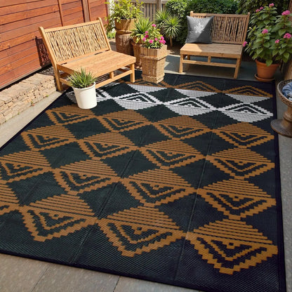 VIKAMA Outdoor Carpet Terrace Durable Machine-Washable Linen Rug Foldable Portable RV Camping Picnic Mat