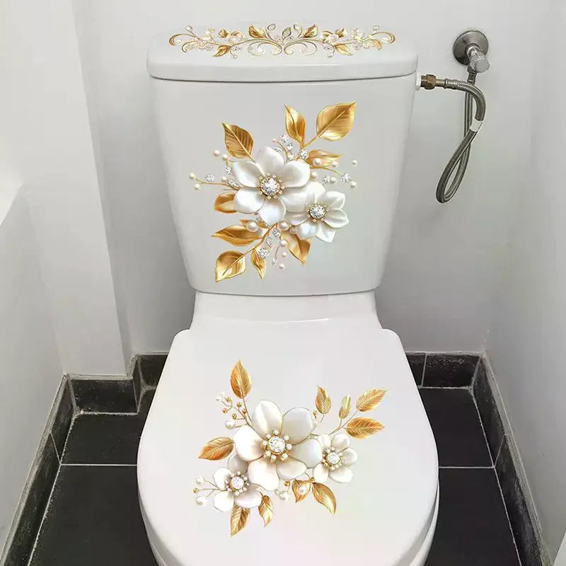 Creative Golden Floral Aesthetic Home Decoration Wallpaper Living Room Modern Art Mural Bedroom Toilet Decal Bathroom Wall Decor