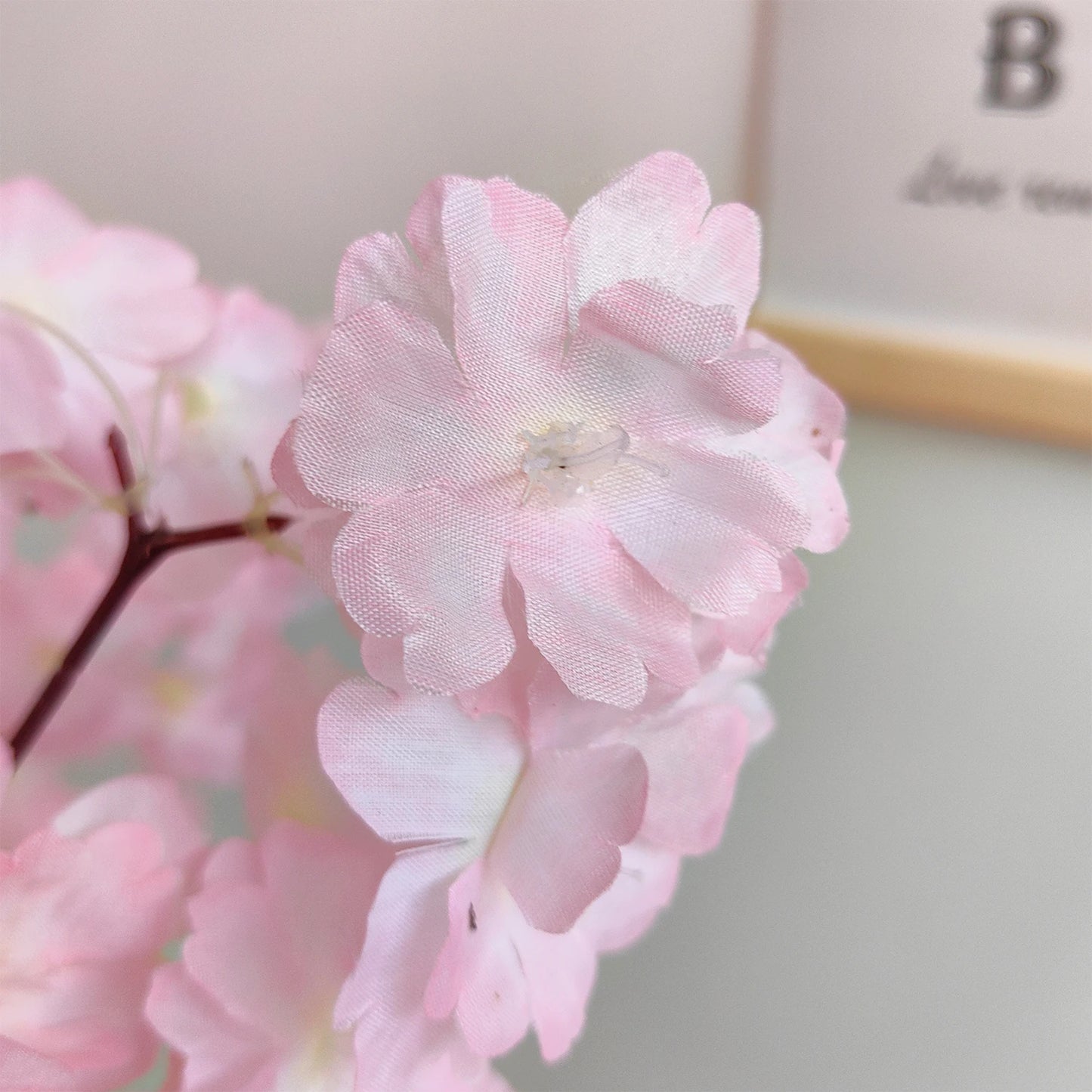 Artificial Pink Cherry Blossom Tree Trunk Faux Silk Leaves Plant for Home Office Indoor Outdoor Decor