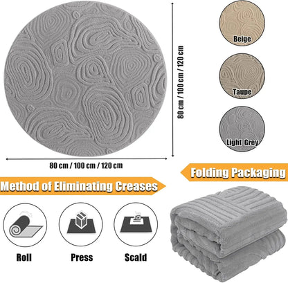 3D Geometric Round Rug – Soft High-Low Polyester,Washable & Non-Slip,Modern Circle Carpet Living Room,Bedroom,Nursery 60-120cm